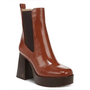 Circus by Sam Edelman Womens Stace Patent Block Heel Ankle Boots